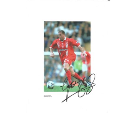 Football Paul Gascoigne 12 x 8 inch signed colour photo pictured in action for Middlesbrough. Good Condition. All autographs 