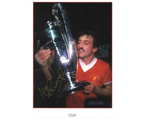 Football Alan Kennedy 16 x 12 inch signed colour photo pictured celebrating with the European cup while playing for Liverpool