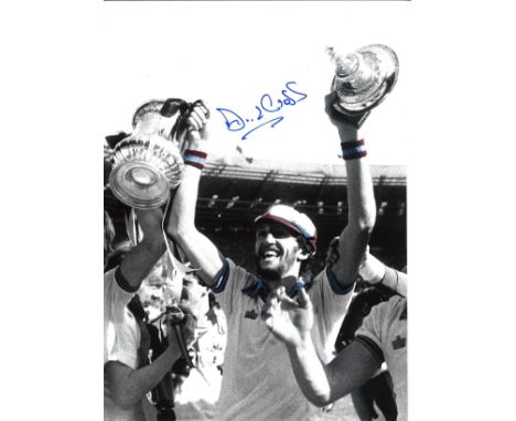 Football David Cross 14x12 signed colour enhanced photo pictured with the FA Cup after West Ham winning the 1980 FA Cup final