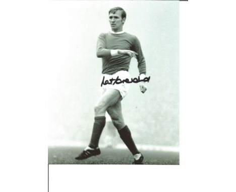 Football Pat Crerand 10 x 8 inch signed black and white photo pictured in action for Manchester United. Patrick Timothy Crera