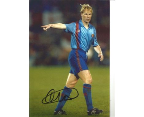 Ronald Koeman Barcelona Signed 12 x 8 inch football photo. Good Condition. All autographs are genuine hand signed and come wi