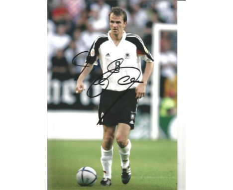 Football Dietmar Hamann 12 x 8 inch signed colour photo pictured in action for Germany. Throughout his career, he has played 