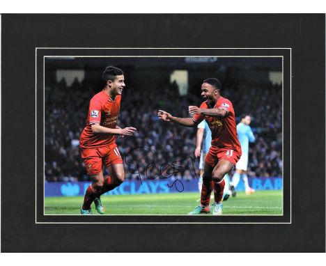 Football Philippe Coutinho signed 12x16 mounted colour photo pictured while playing for Liverpool F. C. Philippe Coutinho Cor