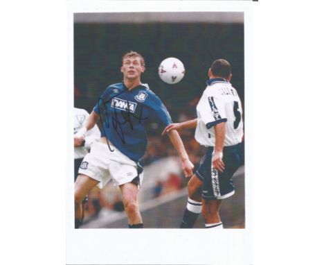 Football Duncan Ferguson 12 x 8 inch signed colour photo pictured in action for Everton. Good Condition. All autographs are g