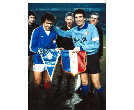 Dino Zoff and Michel Platini Italy Signed 16 x 12 inch football photo. Good Condition. All autographs are genuine hand signed