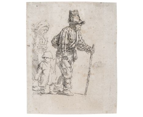 Rembrandt van Rijn (1606-1669) Peasant Family on the TrampEtching, 1652, a good but slightly later impression of New Hollstei
