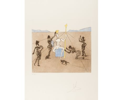 Salvador Dali (1904-1989)The Golden Helmet of Mandrino (Field 80-1F)Etching with aquatint printed in colours, 1980, signed, i