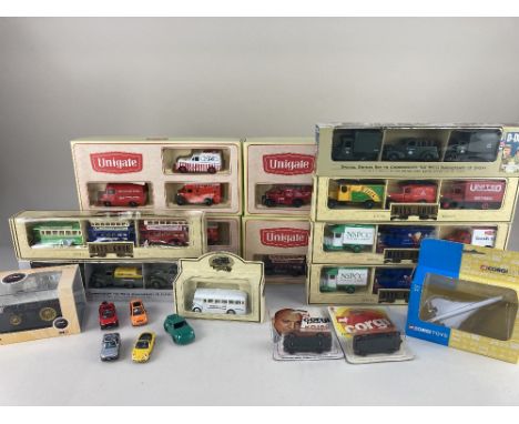 Four Lledo Unigate die-cast model vintage truck sets, two D-Day commemorative vehicle sets, four Days Gone classic truck and 