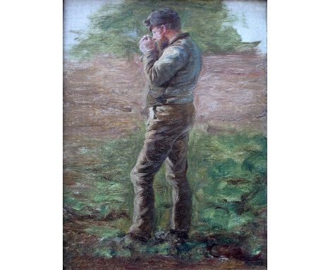 WILLIAM DARLING MACKAY, RSA (1844-1924) WORKER LIGHTING A CIGARETTE With a studio stamp W D M Trustees, oil on canvas board 2