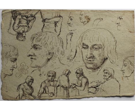 ATTRIBUTED TO HENRY MONRO (1791-1814) AN INTERESTING FOLIO OF INK DRAWINGS comprising 39 leaves, some densely worked with fig