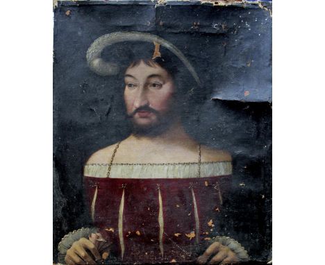 AFTER JOOS VAN CLEVE (c.1485-c.1540) PORTRAIT OF KING FRANCIS I Oil on canvas, unframed 40 x 33.5cm. Provenance: Possibly the