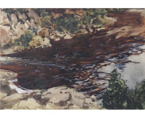 •NORMAN WILKINSON, CBE (1878-1971) SEA TROUT POOL; THE BARLE Two, each signed, watercolour and pencil Each 12.5 x 18cm.; with