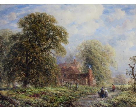 RICHARD PRATCHETT NOBLE (1814-1861) SUMMER AFTERNOON, HENDON Signed, inscribed on backboard, watercolour and bodycolour over 