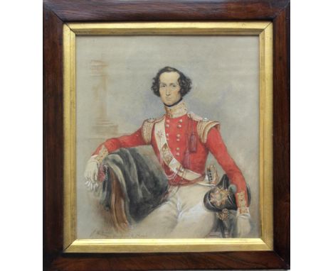 JAMES WARREN CHILDE (1778-1862) PORTRAIT OF AN OFFICER Seated, long half length, wearing uniform, signed and inscribed 39 Bed