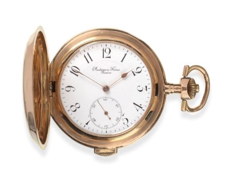 A 14ct Gold Minute Repeating Full Hunter Cased Pocket Watch, signed Audemars Freres, Geneve, circa 1900, lever movement, hour