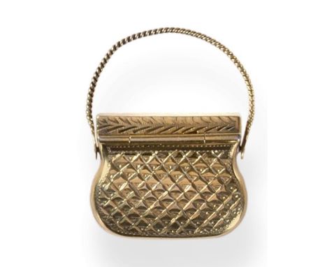 A William IV Silver Gilt Vinaigrette, Joseph Wilmore overstriking Gervaise Wheeler, in the form of a purse with bright cut de