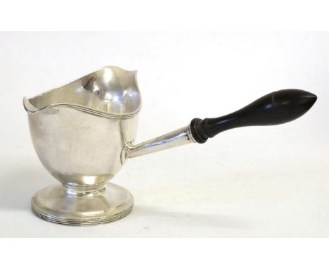 A George III Silver Double-Lipped Sauceboat, Henry Chawner, London 1787, plain oval with a reeded border, engraved with a coa