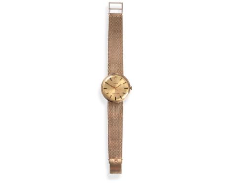 A 9ct Gold Centre Seconds Wristwatch, signed Tudor, Shock-Resisting, 1973, lever movement signed Tudor, champagne coloured di