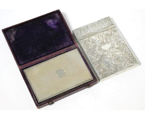 Two Victorian Card Cases, Joseph Wilmore, Birmingham circa 1830, the first rectangular with flat chased scrolls and foliage, 