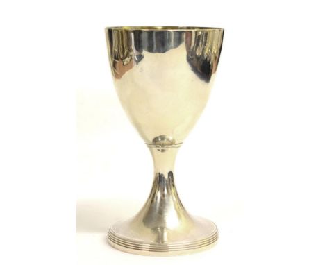 A George III Silver Wine Cup, Henry Chawner, London 1792, plain tapering circular with a trumpet form base, the interior gilt