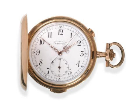 A 14ct Gold Quarter Repeating Chronograph Full Hunter Pocket Watch, retailed by Tiffany & Co, New York, circa 1900, lever mov