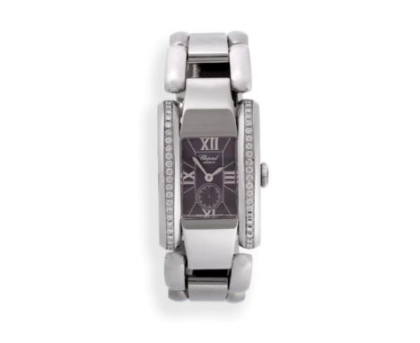 A Lady's Stainless Steel Diamond Set Wristwatch, signed Chopard, model: La Strada, ref: 8357, circa 1995, quartz movement, gr