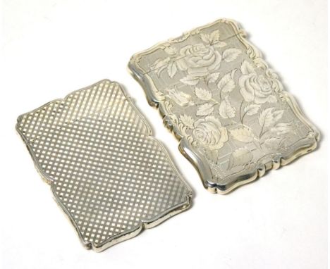 Two Victorian Card Cases, Nathaniel Mills, Birmingham 1842 and 1848, the first of shaped rectangular form, with engine turned