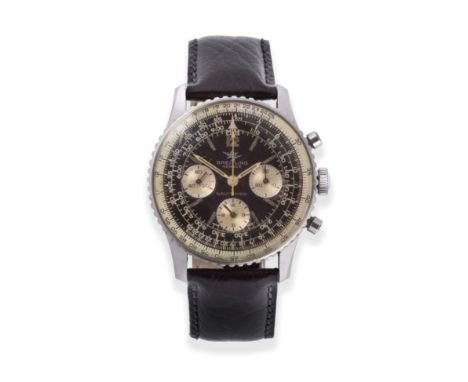 A Stainless Steel Chronograph Wristwatch, signed Breitling, Geneve, model: Navitimer, ref: 806, 1965, (calibre venus 178) 17-