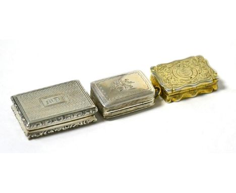 A Group of Three Vinaigrettes Comprising: Taylor & Perry (John Taylor & John Perry), Birmingham 1836, with a cast border and 