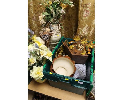 A QUANTITY OF MIXED CERAMICS TOGETHER WITH A CUCKOO CLOCK