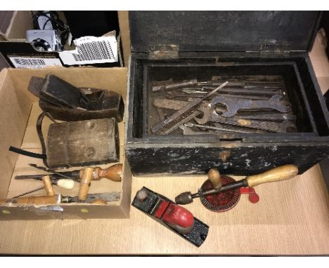WOODEN BOX OF TOOLS & OTHER BOX OF TOOLS