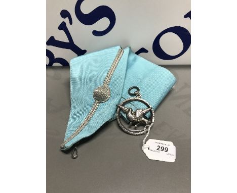 HALLMARKED SILVER MASONIC PENDANT ( 75g)  & SASH