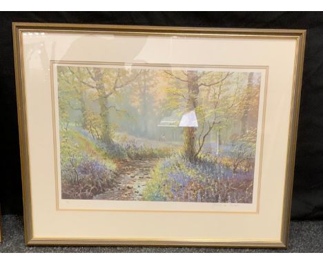 James D Preston, Bluebell Wood, limited edition print, 314/500, signed in pencil, blind proof, 32cm x 48cm 