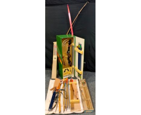 Archery equipment - a late 1970s/early 1980s Yamaha YTSL II multi section recurve bow, four sets of interchangeable blades, a