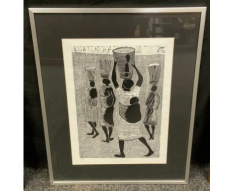William Zulu, by and after, Taking Water Home, monotone print, 46/55, signed 