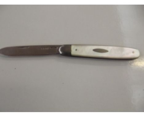 Silver and mother of pearl fruit knife, Sheffield hallmark 