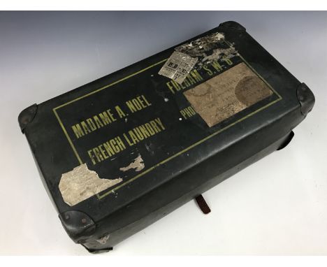 A vintage case bearing the address of "Madame A. Noel, French Laundry, Fulham S.W.6" and a "G.W.R Bridgwater 8d" pre-paid par