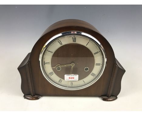 A Smiths mahogany cased mantel clock