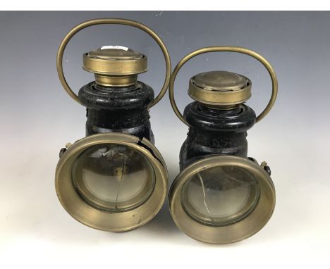 Two late 19th Century Powell & Hanmer carriage / automobile oil lamps