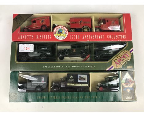 A 1939 British Army Model Collection together with Arnotts Biscuits 125th Anniversary Collections and railway vans