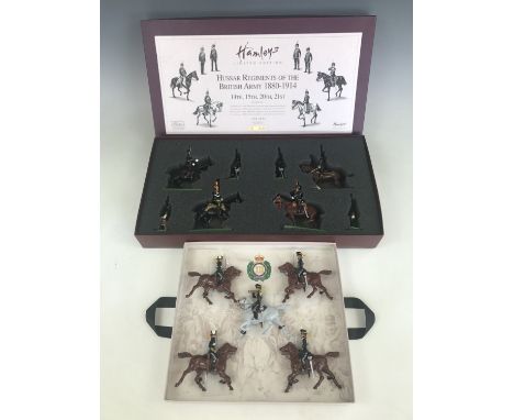 Two boxed groups of Britains die-cast soldiers: Hussar Regiments of the British Army 1880-1914 and XIII Hussars