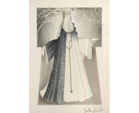 § John Napier (1944-) a group of three pencil costume designs for Helen Mirren as Lady Macbeth, 1974, each signed 'J.Napier' 