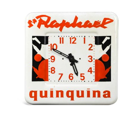 A St Raphael Quinquina advertising enamel wall clock, circa 1950s,  enamelled in colours40 x 40cm