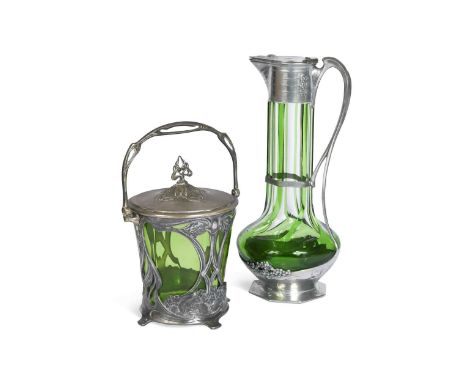 WMF – 'Art Nouveau' WMF cup holder with green glass liner