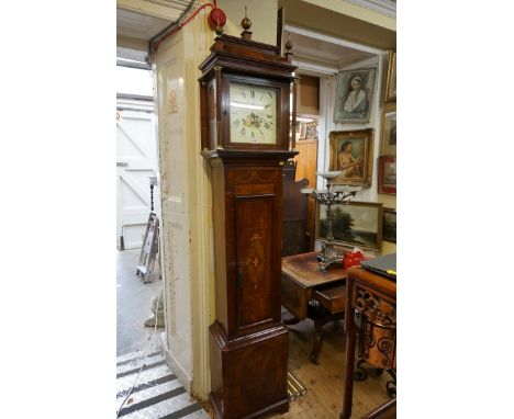 A reproduction mahogany and inlaid 8 day longcase clock,&nbsp;the 11in square painted dial inscribed 'Wm &amp; J Watts, St Br
