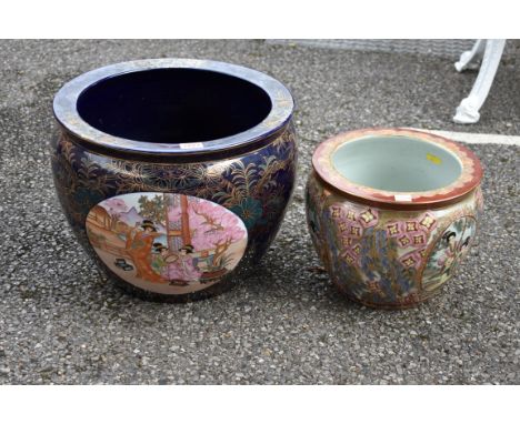 (LC) Two oriental ceramic jardinieres.&nbsp; 