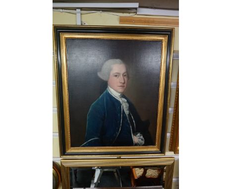 (LC) Follower of Thomas Gainsborough,&nbsp;half-length portrait of a gentleman wearing a blue velvet jacket, oil on canvas, 7