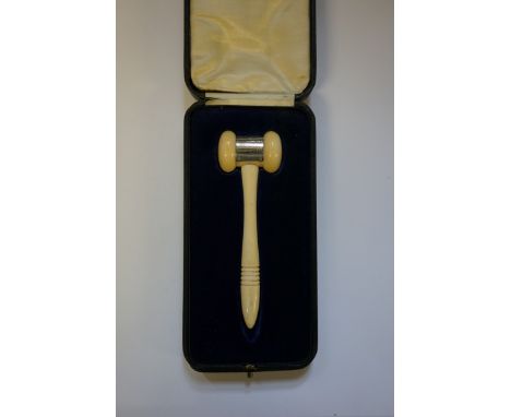 (LC) An antique ivory gavel,&nbsp;with silver collar, inscribed 'Presented by The Great Eastern Railway Musical Society to Mr