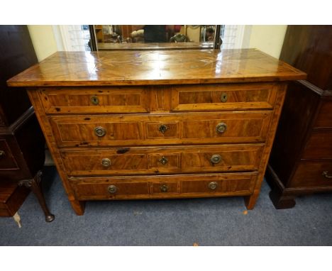 (LC) A late 18th century Maltese walnut and fruitwood commode,&nbsp;with starburst inlay, 137cm wide. 