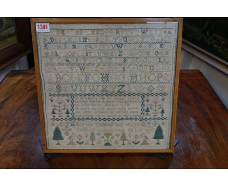 A George III needlework sampler,&nbsp;inscribed 'Sophia Mansell, her work, finished in the 8 year of her age, 1793', 32.5 x 3